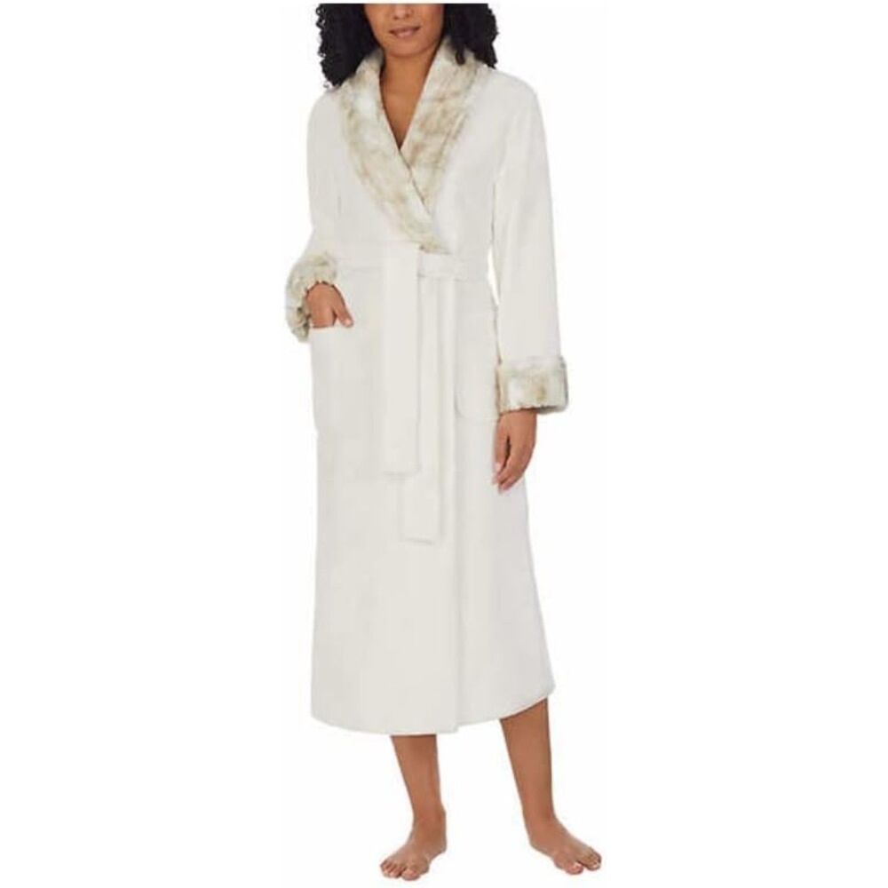 Carole Hochman Robe with Faux Fur Trim NWT Large